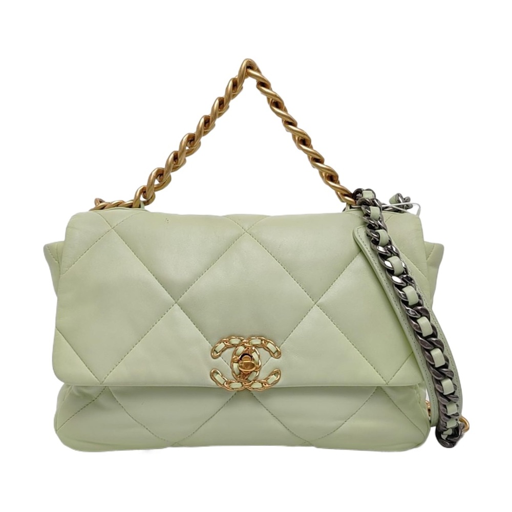 Chanel Light Green Quilted Lambskin 19 Large Flap Bag